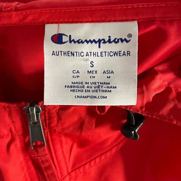 Champion Windbreaker Jacket Hooded Women’s Sz Small Red - Picture 4 of 6